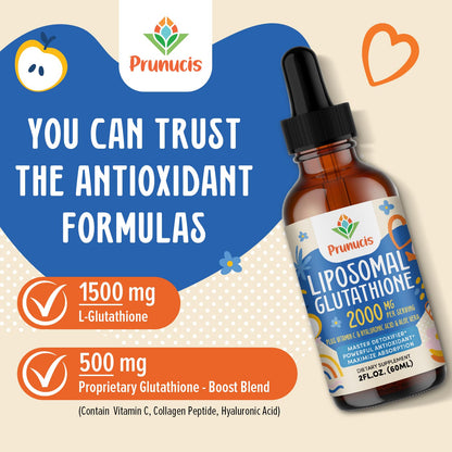 Prunucis 2000MG Liposomal Glutathione Liquid, 98% Absorption, Active Form L-Glutathione Supplement, - PrimeBioHealth - canada supplements