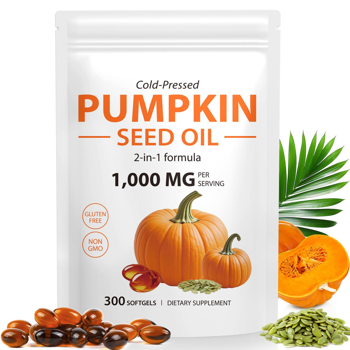 Pumpkin Seed Oil with Saw Palmetto, 1000mg per Serving, 300 Softgels – Cold Pressed Pumpkin Seed Oil Capsules for Hair, Prostate, Urinary & Bladder Health - PrimeBioHealth - canada supplements