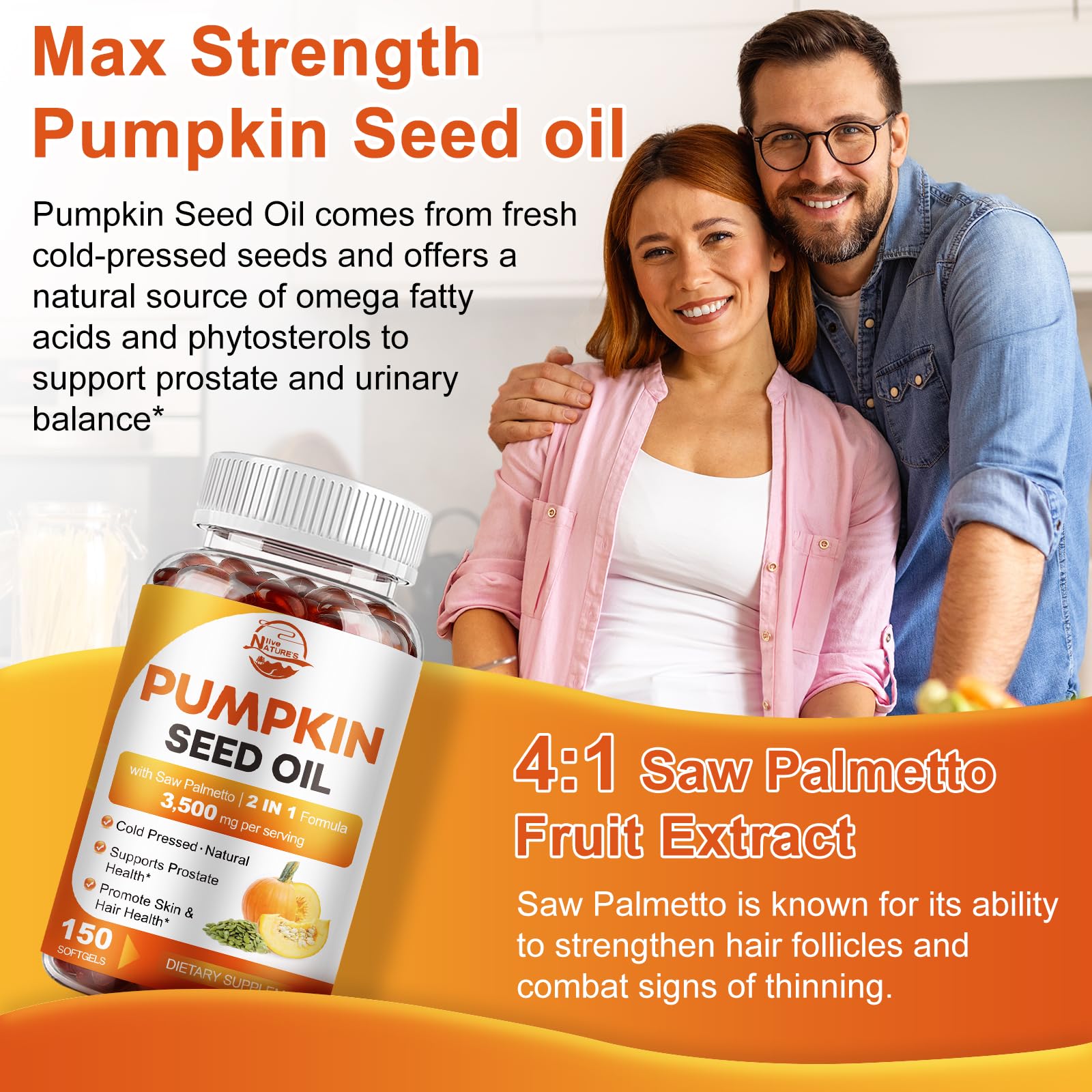 Pumpkin Seed Oil with Saw Palmetto, 3500mg Max Strength per Serving, 150 Softgels, Cold-Pressed with Essential Fatty Acids & Phytosterols, Supports Immune - PrimeBioHealth - canada supplements