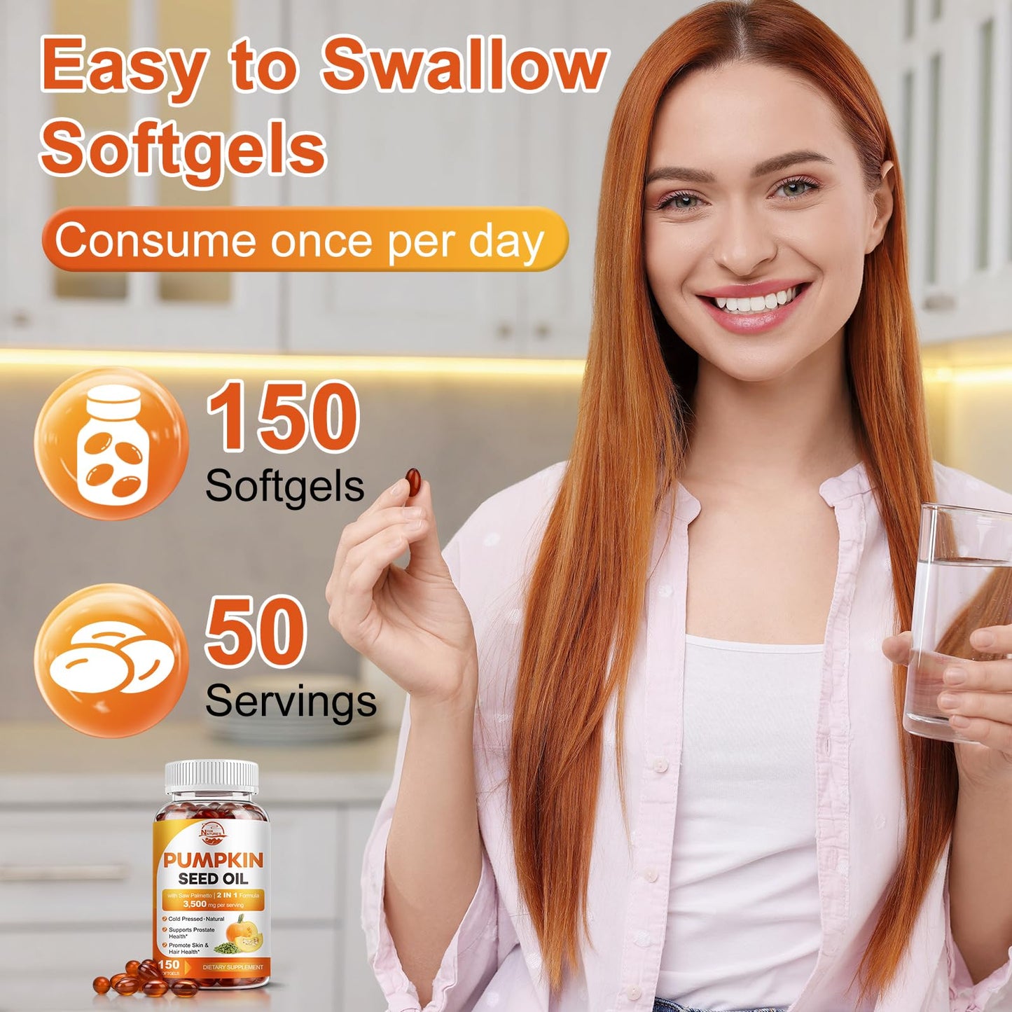 Pumpkin Seed Oil with Saw Palmetto, 3500mg Max Strength per Serving, 150 Softgels, Cold-Pressed with Essential Fatty Acids & Phytosterols, Supports Immune - PrimeBioHealth - canada supplements
