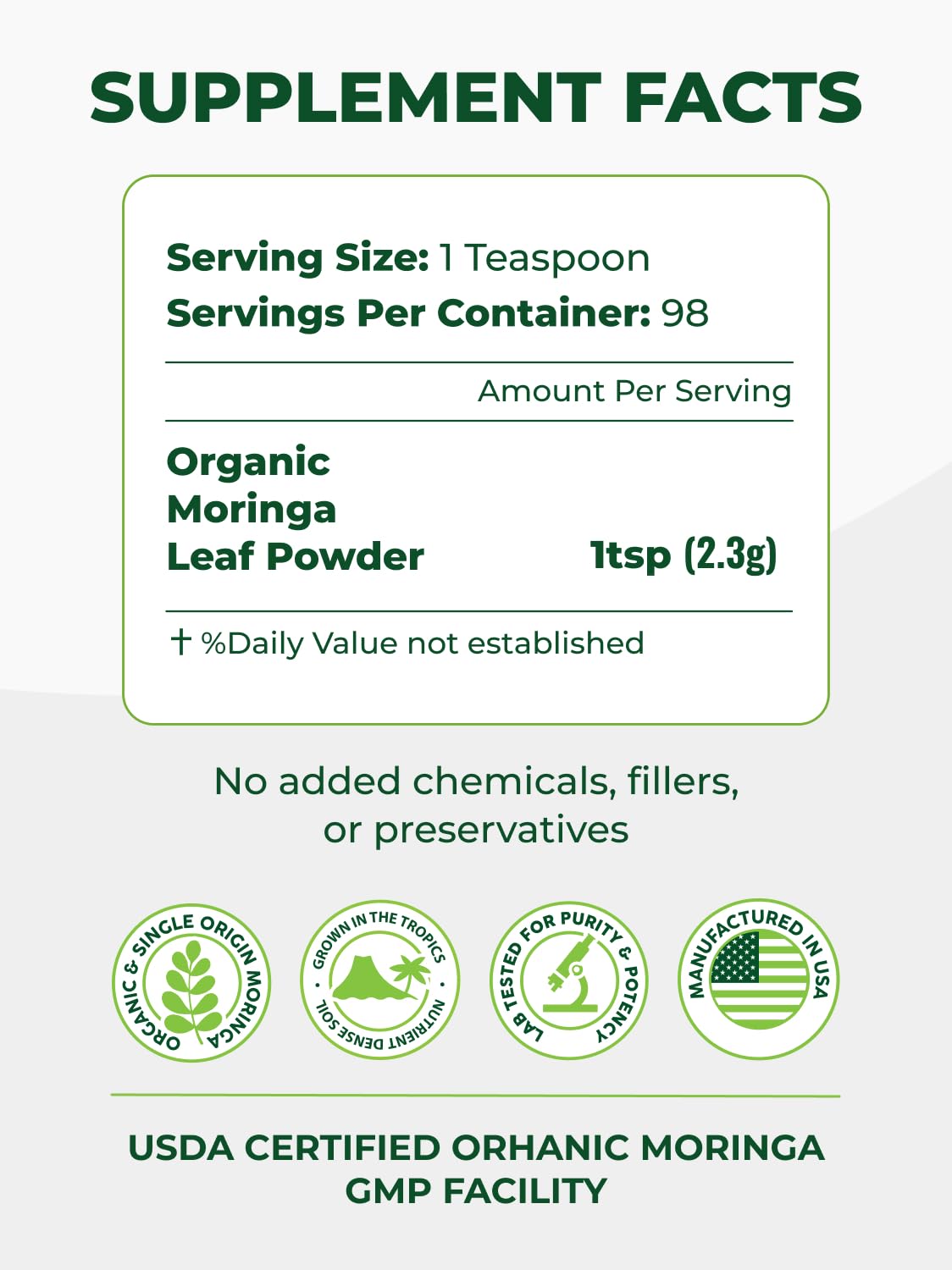 PURA VIDA MORINGA Organic Moringa Powder, Premium 100% Leaf Powder Single Origin - USDA Organic Moringa Oleifera Leaf - PrimeBioHealth - canada supplements