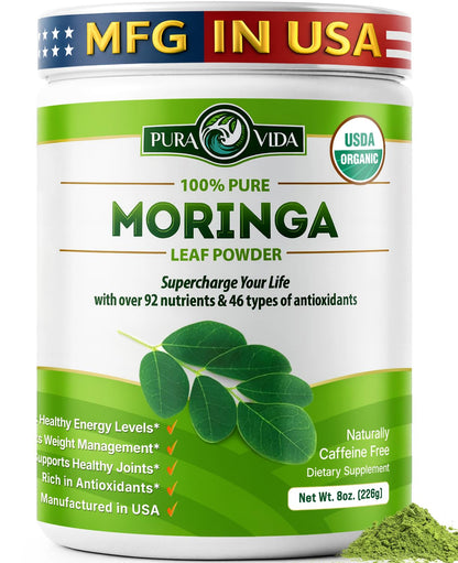 PURA VIDA MORINGA Organic Moringa Powder, Premium 100% Leaf Powder Single Origin - USDA Organic Moringa Oleifera Leaf - PrimeBioHealth - canada supplements