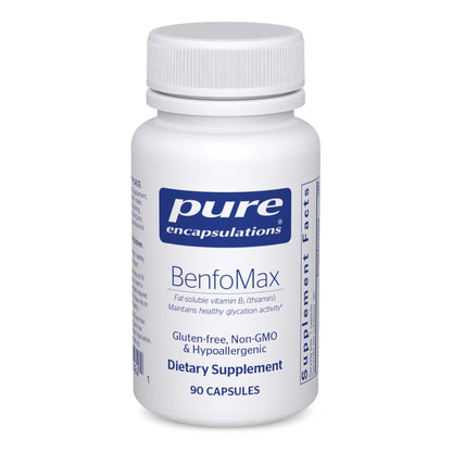 Pure Encapsulations BenfoMax 90's - 200 mg Benfotiamine - Vitamin B1 Thiamin Supplement - Supports Heart & Metabolism Health - PrimeBioHealth - canada supplements