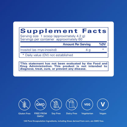 Pure Encapsulations Inositol (Powder) - Supplement to Support Energy, Nervous System & Ovarian Function* - with Myo-Inositol - 8.8 Ounces - PrimeBioHealth - canada supplements