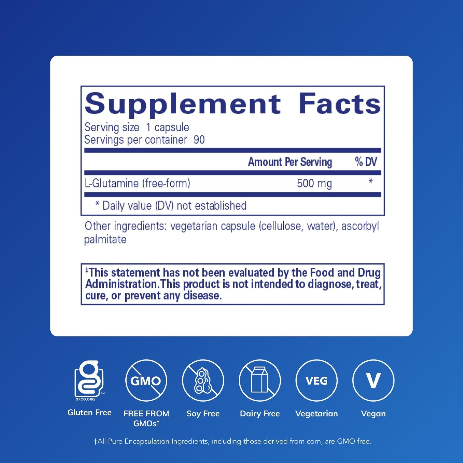 Pure Encapsulations L-Glutamine 500 mg - Supplement for Immune and Digestive Support, Gut Health and Lining, Metabolism, and Muscle Support* - PrimeBioHealth - canada supplements