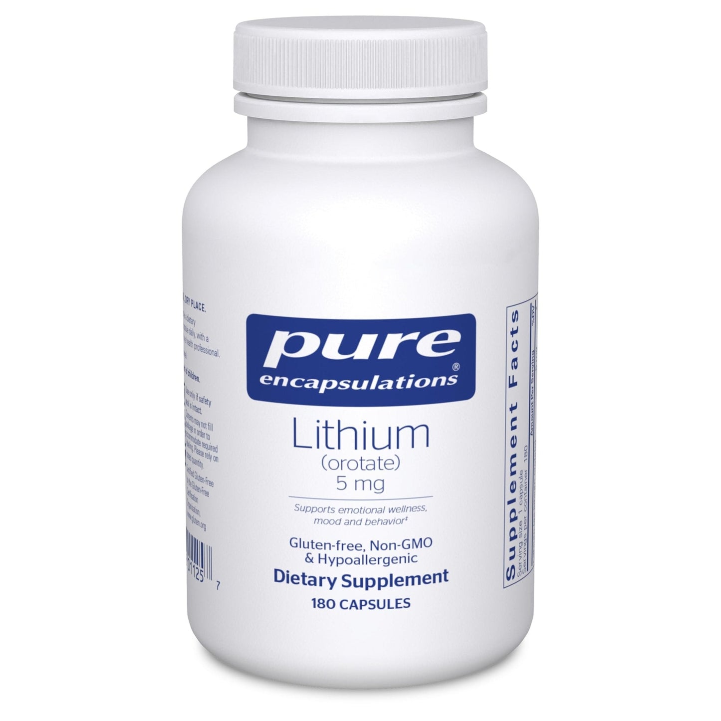 Pure Encapsulations Lithium Orotate 5 mg - Brain Support Supplement - with N-Acetyl-L-Cysteine (NAC) for Memory & Brain Behavior* - PrimeBioHealth - canada supplements