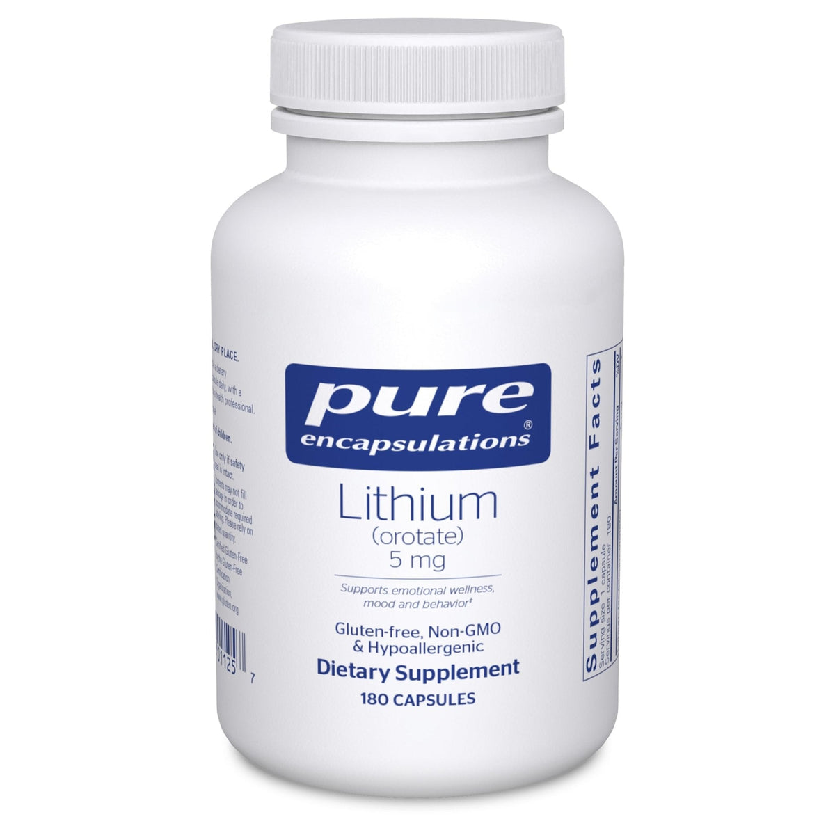 Pure Encapsulations Lithium Orotate 5 mg - Brain Support Supplement - with N-Acetyl-L-Cysteine (NAC) for Memory & Brain Behavior* - PrimeBioHealth - canada supplements