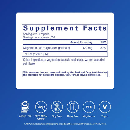 Pure Encapsulations Magnesium (Glycinate) - Supplement to Support Stress Relief, Sleep, Heart Health, Nerves, Muscles, and Metabolism - PrimeBioHealth - canada supplements
