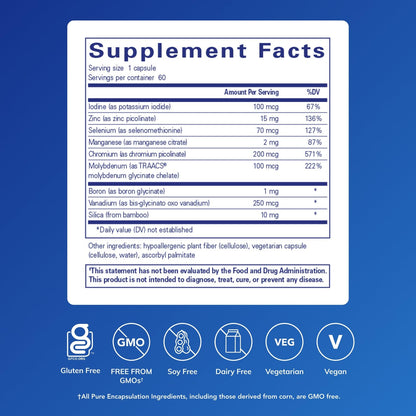 Pure Encapsulations Trace Minerals - Multimineral Supplement - Mineral Supplement - Supports Metabolism & Cellular Function* - Gluten Free & Vegan - 60 Capsules - PrimeBioHealth - canada supplements