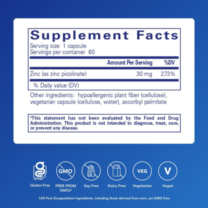 Pure Encapsulations Zinc 30 mg - Supplement for Immune System Support, Growth and Development, and Wound Healing - PrimeBioHealth - canada supplements