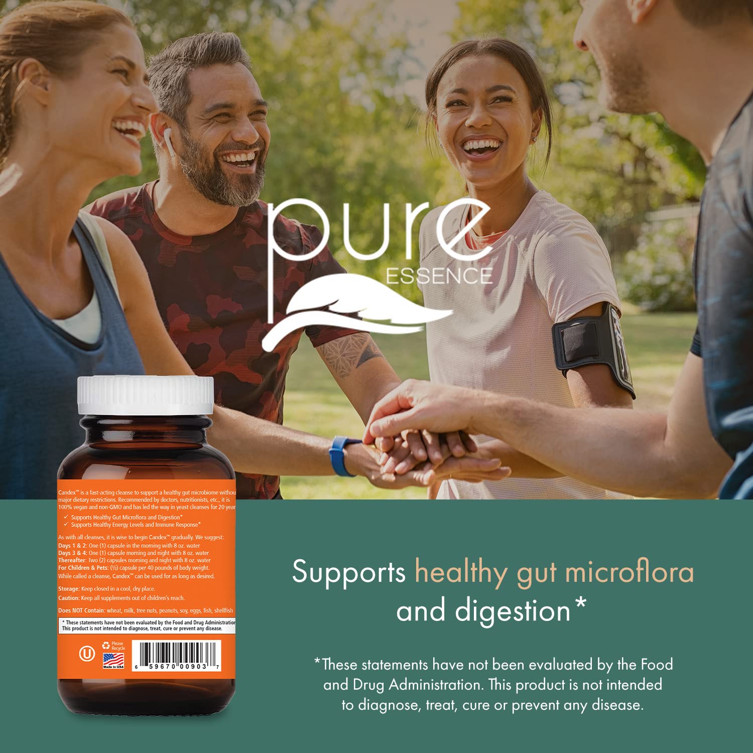 Pure Essence Candex Supplement - Yeast Overgrowth Supplement with Digestive Enzymes, Yeast Infection Probiotic Treatment for Men and Women - 120 Capsules - PrimeBioHealth - canada supplements