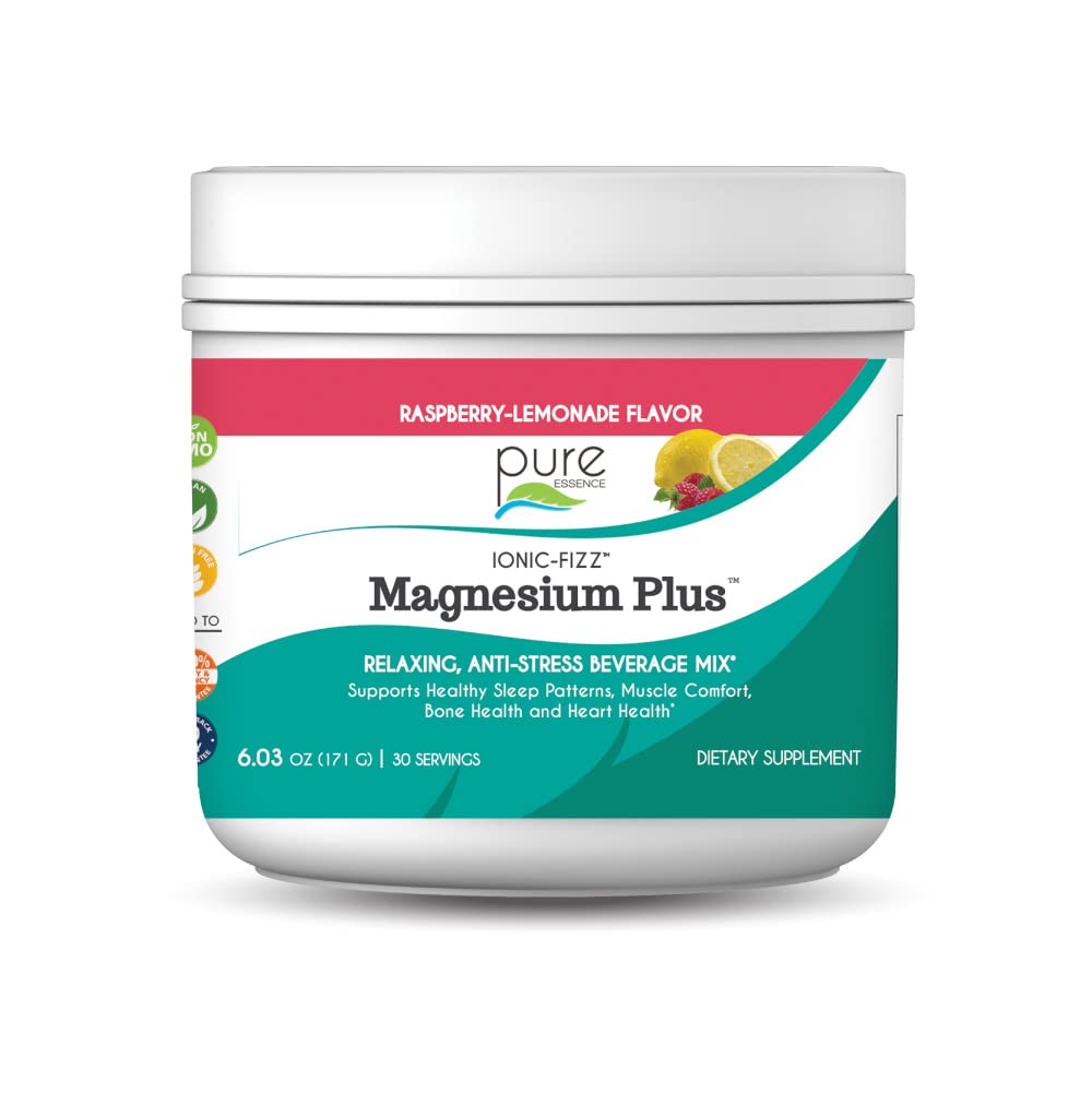 Pure Essence Labs Ionic Fizz Magnesium Plus, Anti-Stress Supplement Drink Powder, Gluten Free and Non-GMO Magnesium Powder - PrimeBioHealth - canada supplements