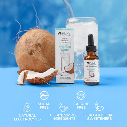 Pure Inventions - Coconut Water Infusion Drops – Electrolytes - Sugar-Free Hydration, Zero Calories, No Artificial Sweeteners, Clean Ingredients, 30 Servings - PrimeBioHealth - canada supplements