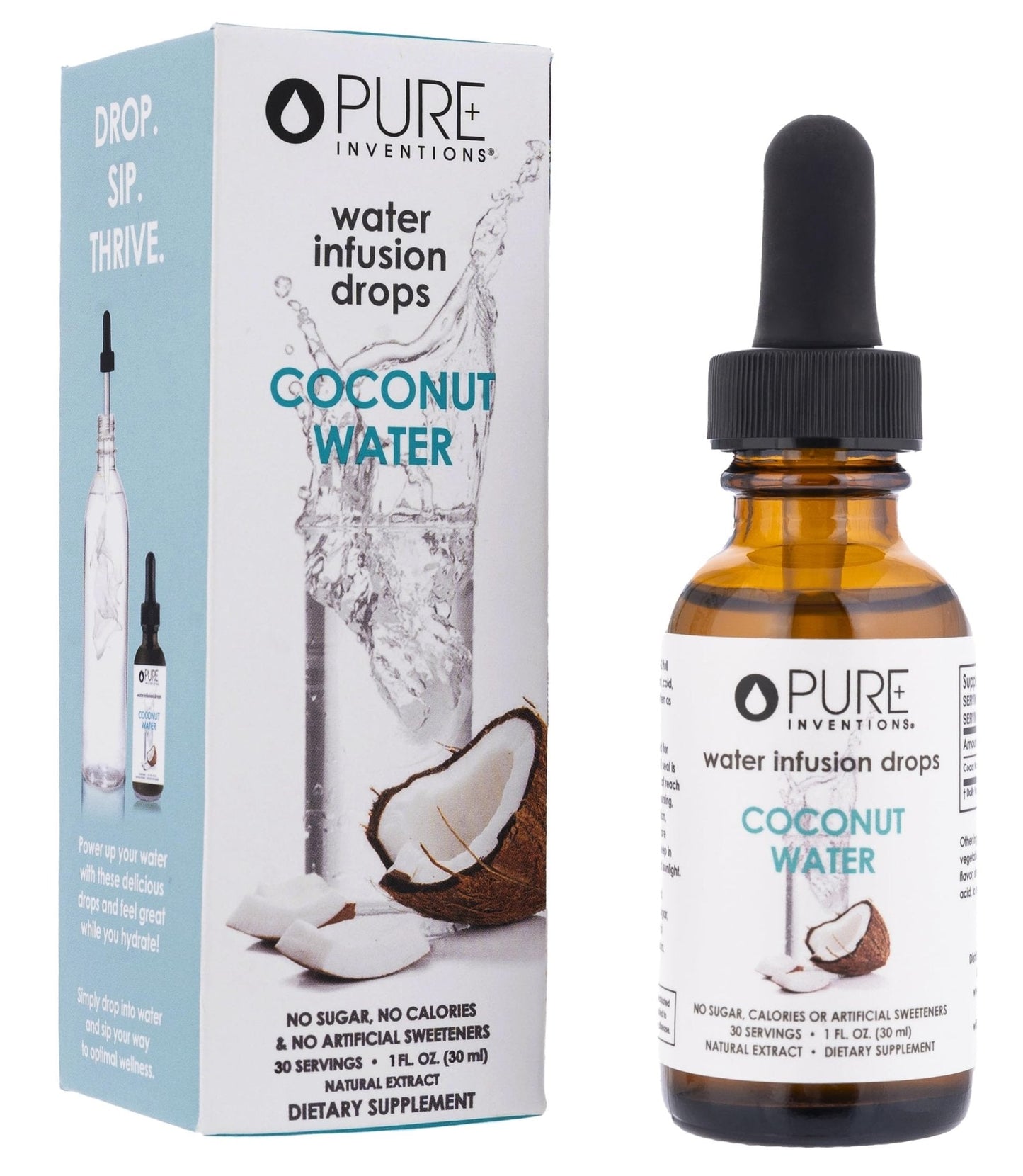 Pure Inventions - Coconut Water Infusion Drops – Electrolytes - Sugar-Free Hydration, Zero Calories, No Artificial Sweeteners, Clean Ingredients, 30 Servings - PrimeBioHealth - canada supplements