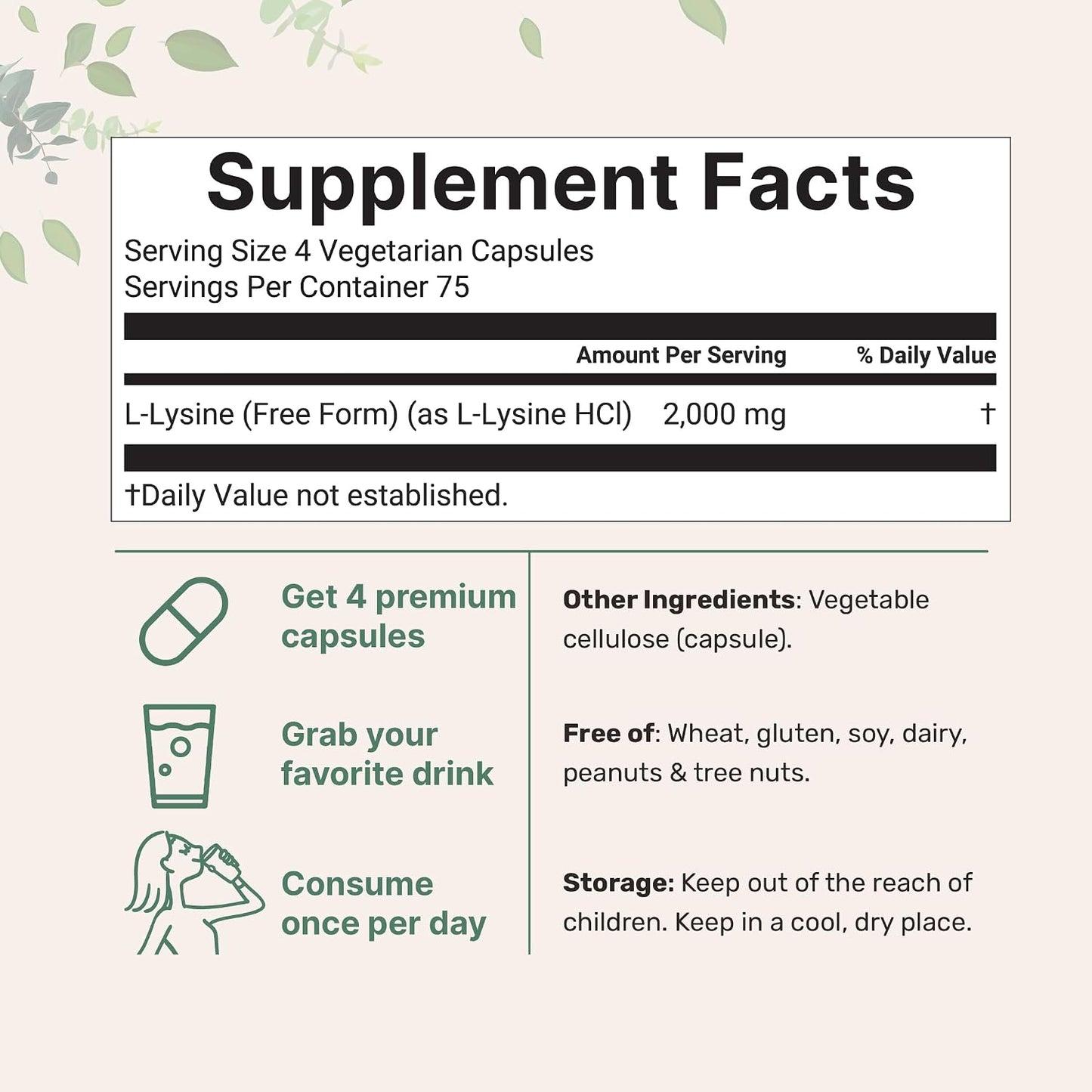Pure L-Lysine 2,000mg, 300 Veggie Capsules | Maximum Potency, Easily Absorbed, Free Form | Essential Amino Acid for Collagen, Lip, & Immune Support | Clean Ingredients Without Fillers - PrimeBioHealth - canada supplements