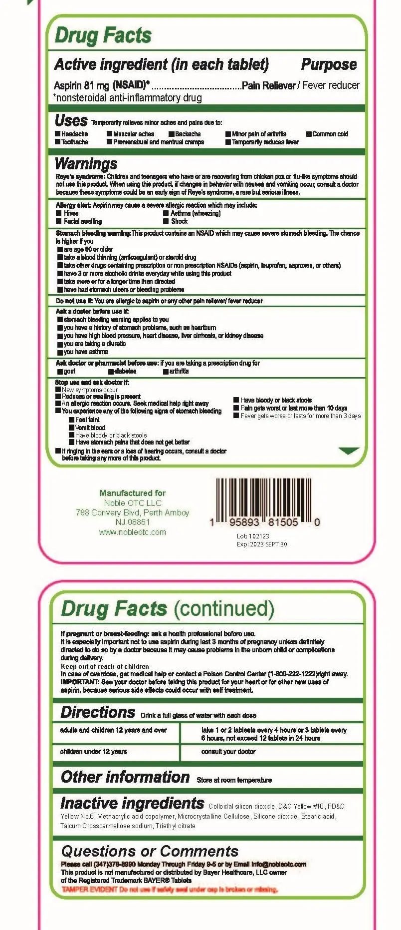 Pure Low Dose Baby Aspirin 81mg for Adults, 100 Count Enteric Coated Aspirin Tablets for Men and Women, Safe Relief for Symtoms Associated with Headache, Arthritis, Cramps - PrimeBioHealth - canada supplements