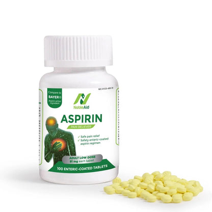 Pure Low Dose Baby Aspirin 81mg for Adults, 100 Count Enteric Coated Aspirin Tablets for Men and Women, Safe Relief for Symtoms Associated with Headache, Arthritis, Cramps - PrimeBioHealth - canada supplements