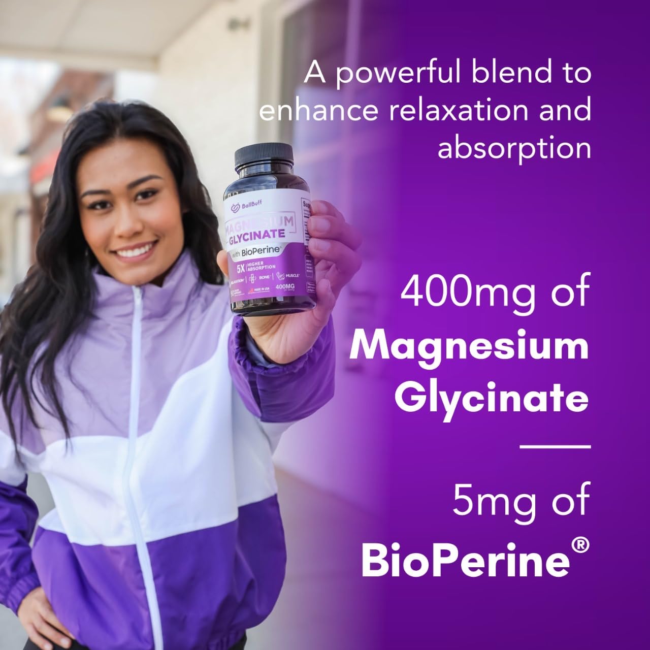 Pure Magnesium Glycinate 400mg - 5X Higher Absorption - Support Stress Relief, Sleep, Bone Health - 100% Chelated - Pure Magnesium Supplement - PrimeBioHealth - canada supplements