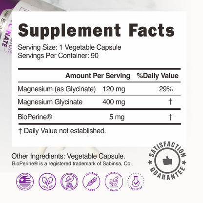 Pure Magnesium Glycinate 400mg - 5X Higher Absorption - Support Stress Relief, Sleep, Bone Health - 100% Chelated - Pure Magnesium Supplement - PrimeBioHealth - canada supplements