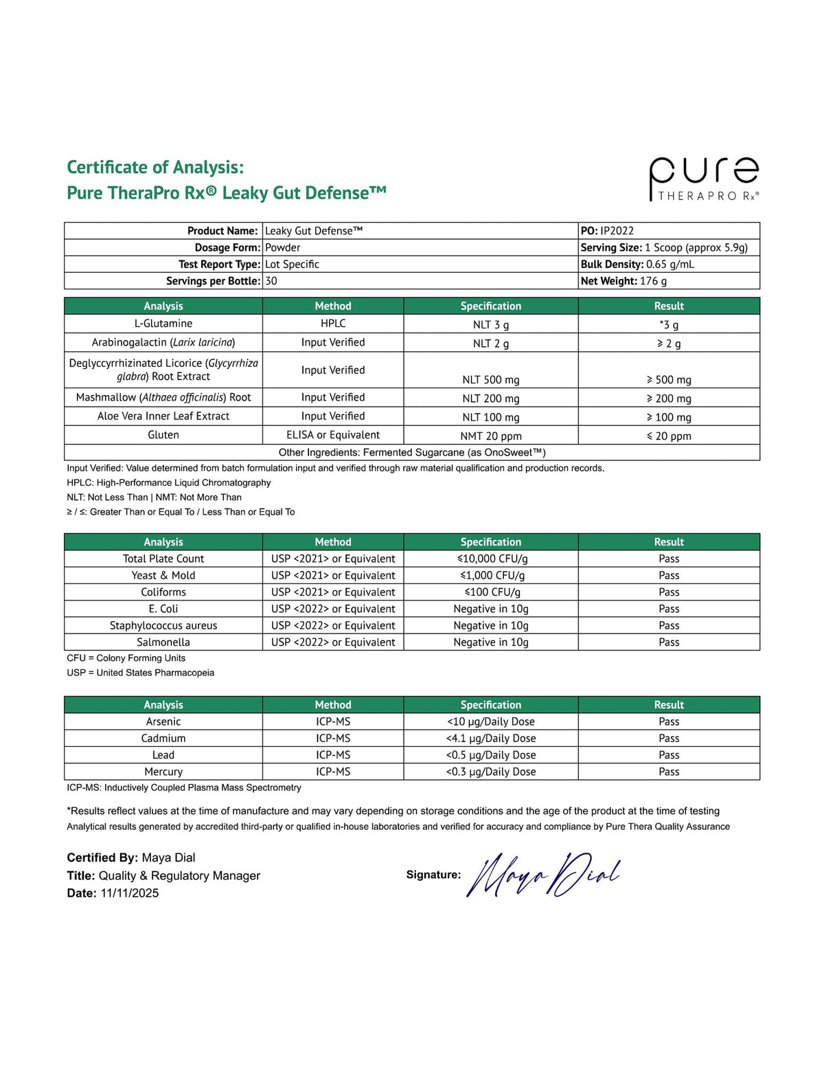Pure Therapro Rx Leaky Gut Defense - Gut Health Supplement with L-Glutamine, Licorice Root Extract, Marshmallow Root, Aloe Leaf, Larch Arabinogalactan - Made in USA - 30 Servings Powder - PrimeBioHealth - canada supplements