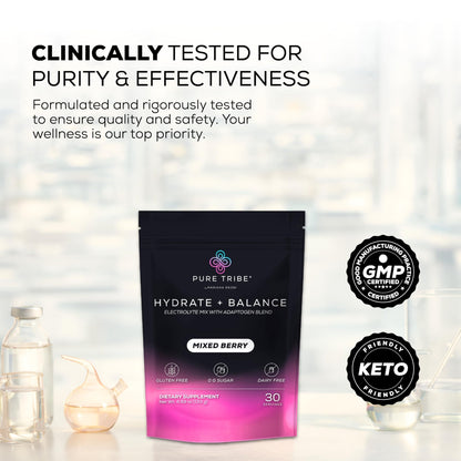 PURE TRIBE Instant Hydration Electrolytes Powder Packets with Magnesium & Salt – Zero Sugar Hydration Packets with 6 B Vitamins & Adaptogens - PrimeBioHealth - canada supplements