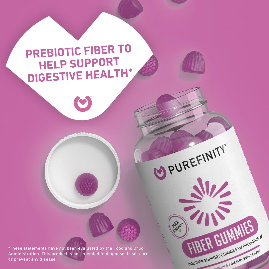 PUREFINITY Fiber Gummies for Adults with Inulin FOS from Chicory Root, Sugar Free Prebiotic Supplement for Daily Digestion - PrimeBioHealth - canada supplements