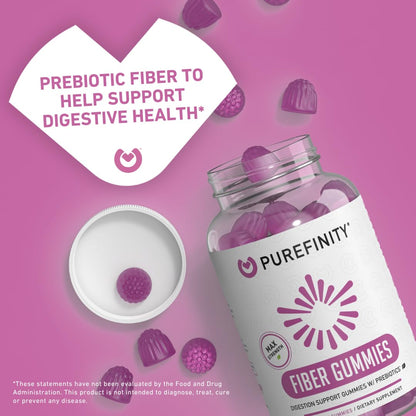 PUREFINITY Fiber Gummies for Adults with Inulin FOS from Chicory Root, Sugar Free Prebiotic Supplement for Daily Digestion - PrimeBioHealth - canada supplements