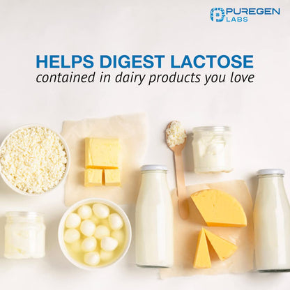 Puregen Labs Dairy Relief Natural Fast Acting Lactase Enzyme 3000 FCC, Lactose Intolerance Pills 90 Caplets - PrimeBioHealth - canada supplements