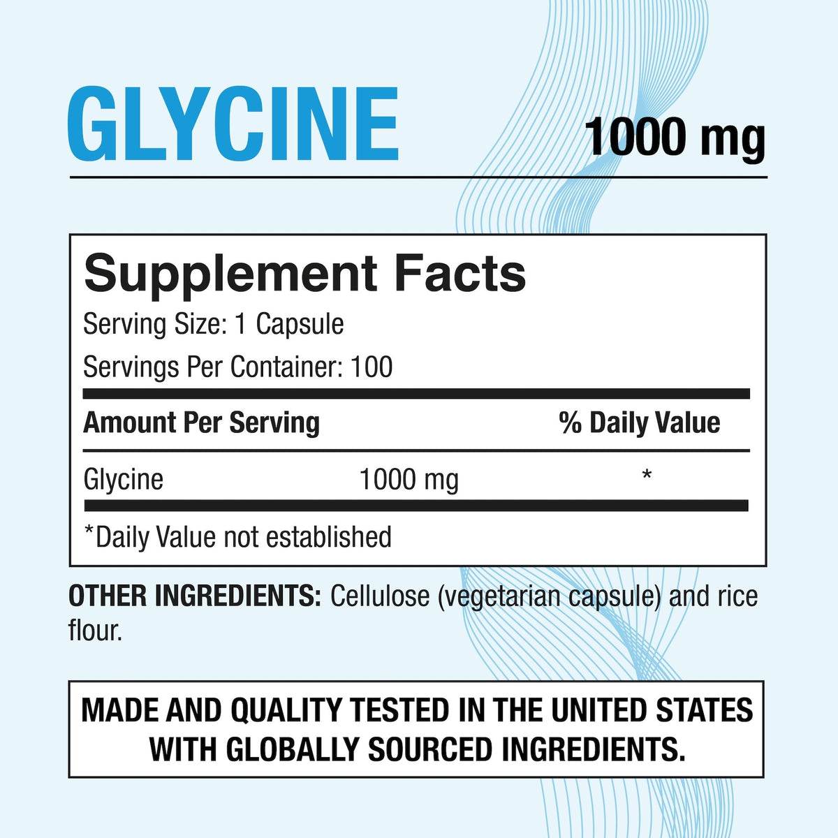 Puregen Labs Glycine 1000mg [High Potency] 100 Vegetarian Capsules, Promotes Healthy Rest | No Harmful Additives - PrimeBioHealth - canada supplements