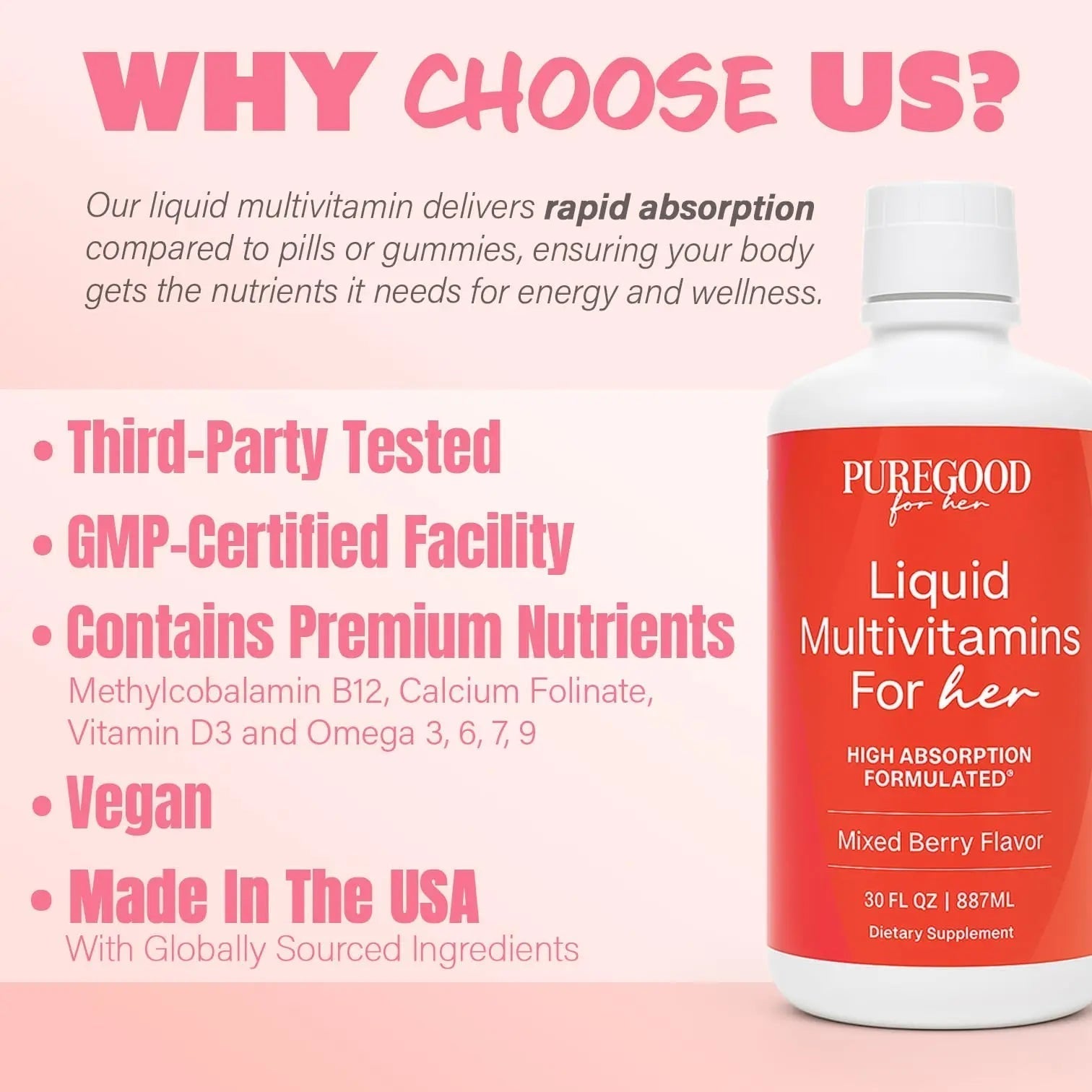PureGood Women’s Liquid Multivitamin | 70+ Nutrients, Superfoods & Omegas | High Absorption Daily Supplement | - PrimeBioHealth - canada supplements