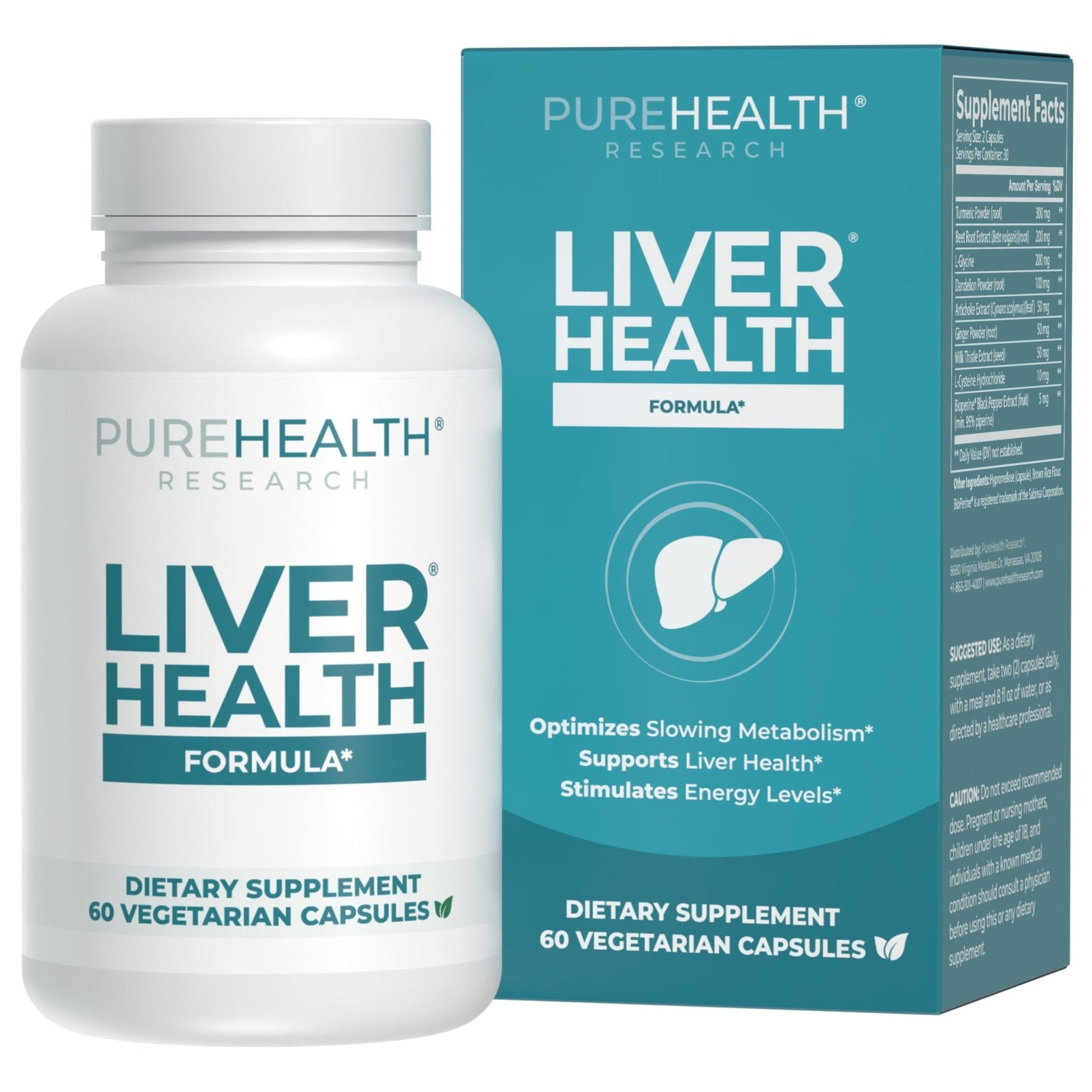 PUREHEALTH RESEARCH Liver Health – Liver Cleanse Detox & Repair Support Supplement- with Milk Thistle, Turmeric Powder, Dandelion, Artichoke, Beet Root, Ginger - PrimeBioHealth - canada supplements