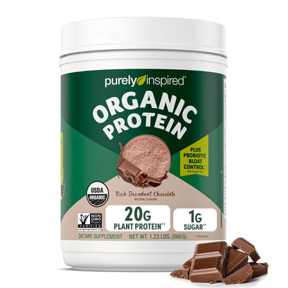 Purely Inspired Plant-Based Protein Powder for Men & Women, Rich Decadent Chocolate (16 Servings) - Vegan & Organic - 20g of Pea Protein Powder for Smoothies & Shakes - PrimeBioHealth - canada supplements