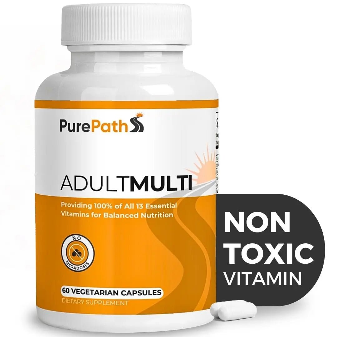 PurePath Non-Toxic Adult Multivitamin - 13 Vitamins - 100% RDA - No Harmful Megadoses - with B6 & B12 - PrimeBioHealth - canada supplements