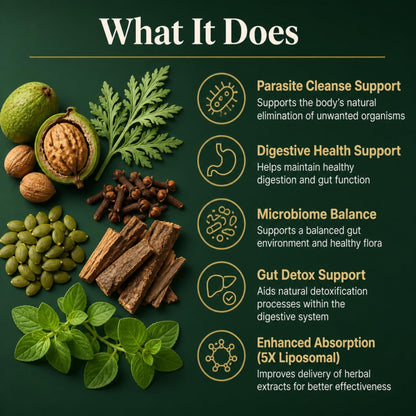PURETREX Herbal Gut Detox & Cleanse Drops 2 fl oz, Liposomal Dewormer for Humans with Wormwood, Black Walnut, Clove, Pumpkin Seed, PAU D'Arco, Candida - PrimeBioHealth - canada supplements