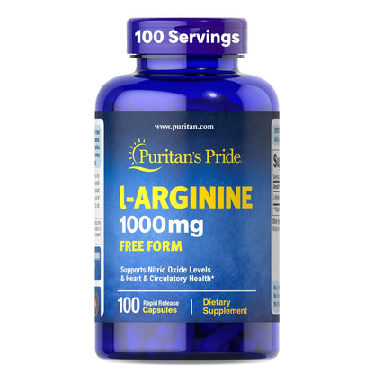 Puritan's Pride L-Arinine 1000mg, Dietary Supplement Supports Nitric Oxide Levels and Heart and Circulatory Heath, 100 Day Supply, 100 Tablets - PrimeBioHealth - canada supplements
