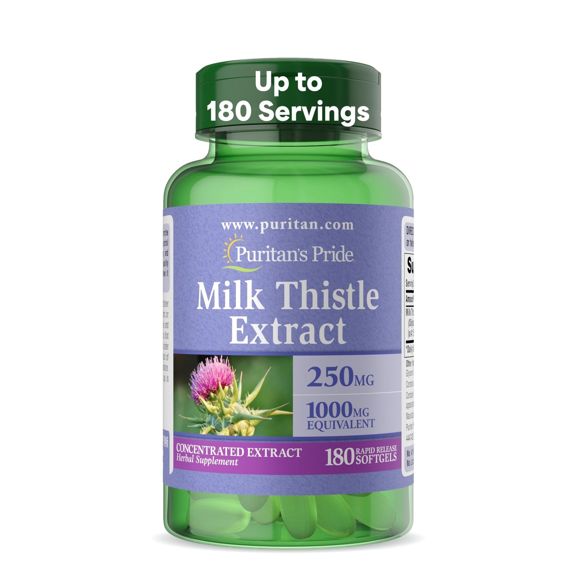 Puritan's Pride Milk Thistle Silymarin 4:1 Concentration Extract 250 mg (1000 mg Equivalent) - PrimeBioHealth - canada supplements