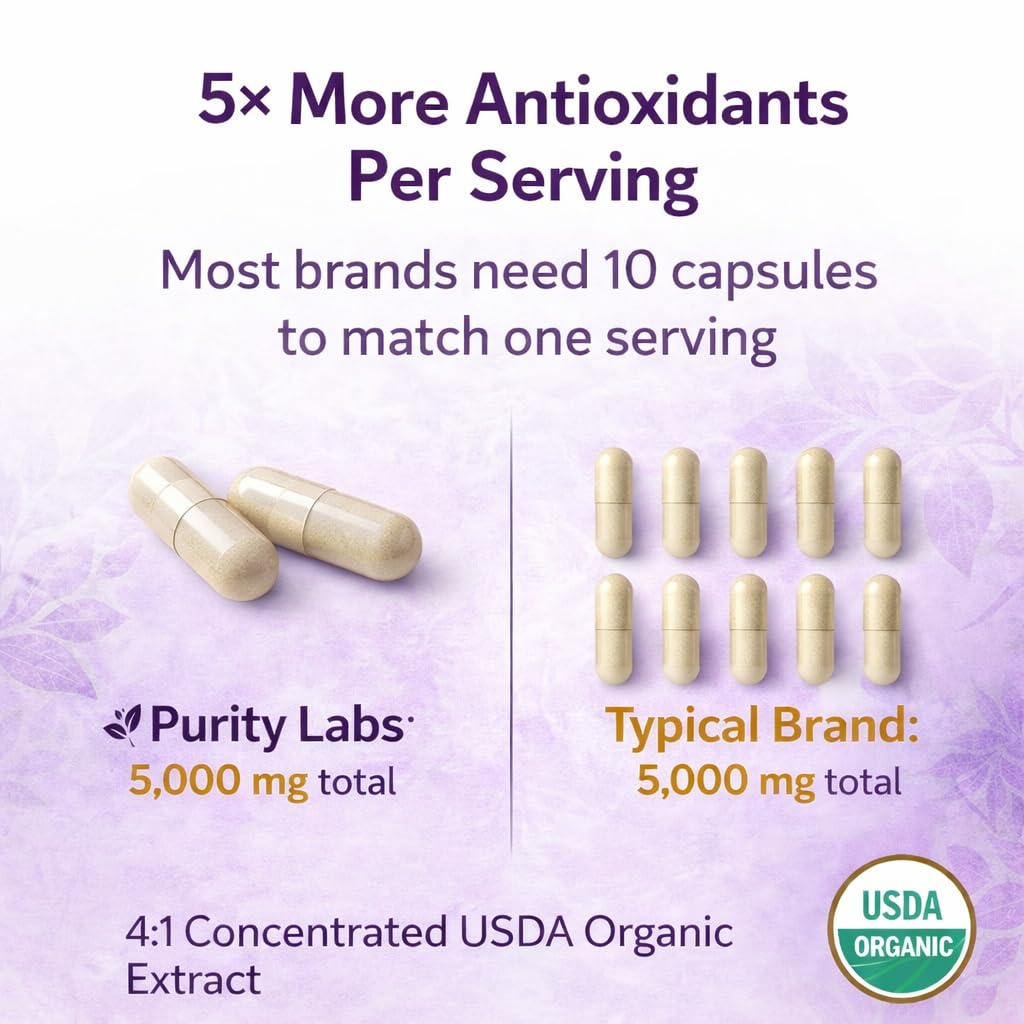 Purity Labs Trans-Resveratrol Supplement 5,000 mg Equivalent per Serving with Quercetin, USDA Organic High Potency Antioxidant, - PrimeBioHealth - canada supplements
