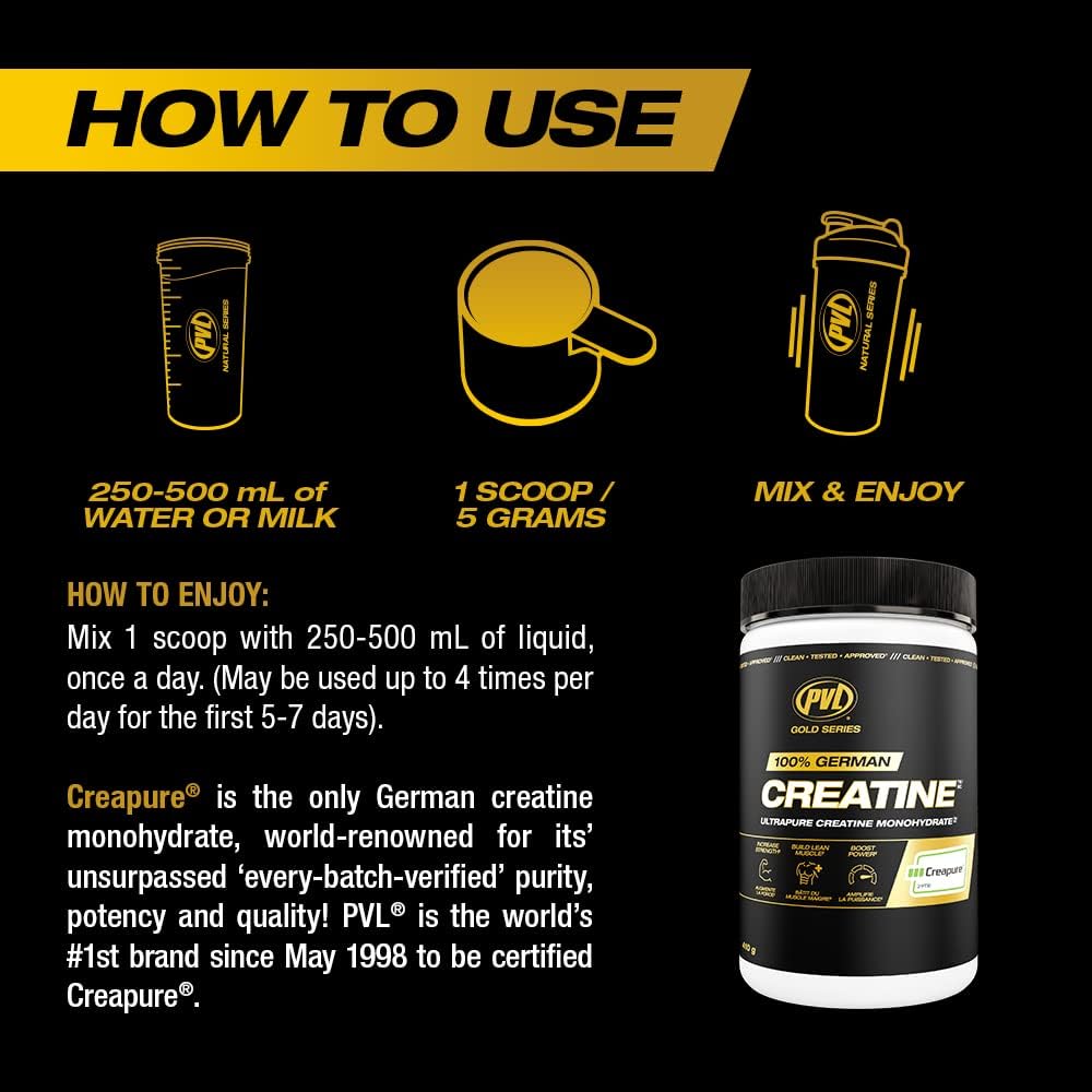 PVL Creapure Creatine – 100% Pure German Creatine Monohydrate Powder-Pharmaceutical Grade Muscle Building Supplement for Strength Training, Pre Workout & Post Workout Protein Support–410g 82 Servings - PrimeBioHealth - canada supplements