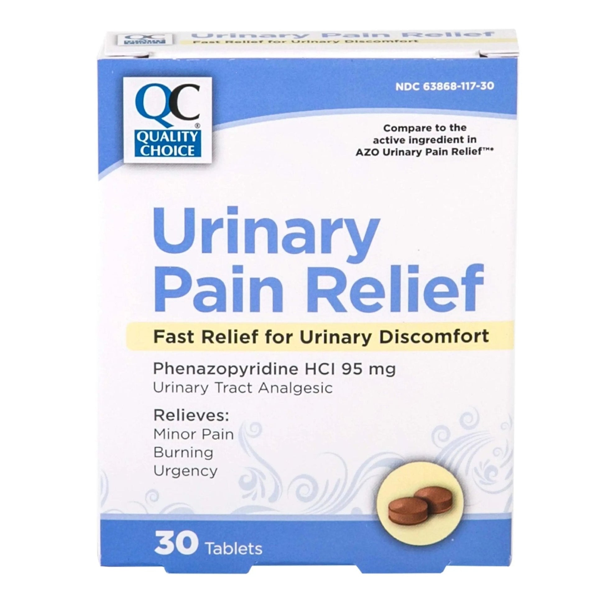 Quality Choice Fast Acting Urinary Pain Relief, Phenazopyridine Hydrochloride 95mg, Relieves UTI Pain, Burning, Frequent Urination, Bladder Discomfort, Urgency. One 30 Tablet Box (30 Total Tablets) - PrimeBioHealth - canada supplements