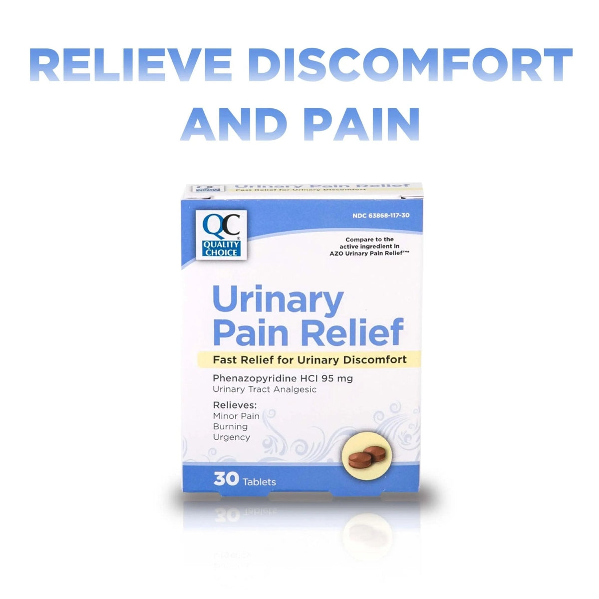 Quality Choice Fast Acting Urinary Pain Relief, Phenazopyridine Hydrochloride 95mg, Relieves UTI Pain, Burning, Frequent Urination, Bladder Discomfort, Urgency. One 30 Tablet Box (30 Total Tablets) - PrimeBioHealth - canada supplements