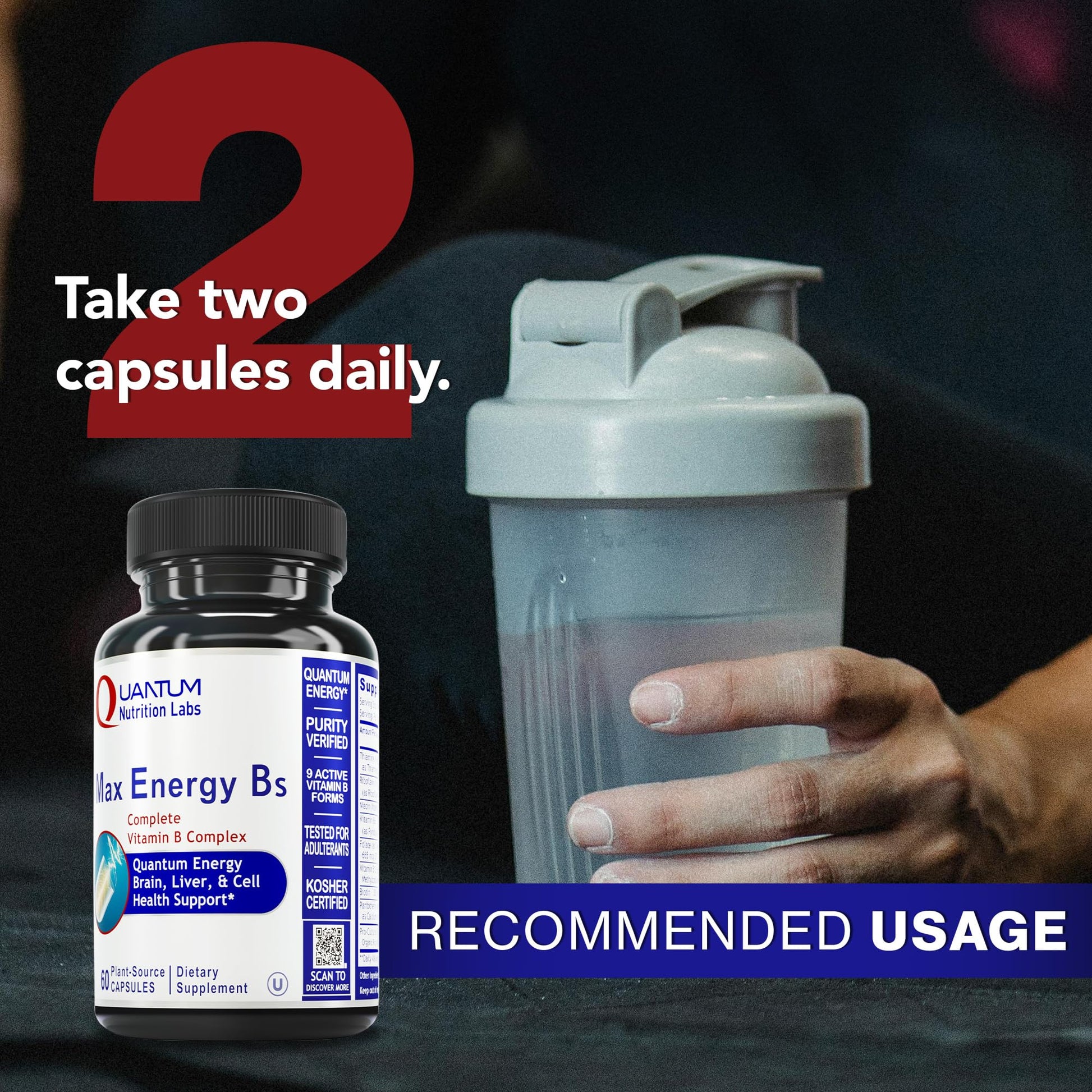 Quantum Nutrition Labs Max Energy Bs - Vitamin B Complex, Methylated B Complex Vitamins with Vitamin B1, B6, B12, Thiamin, Folate and Biotin - PrimeBioHealth - canada supplements