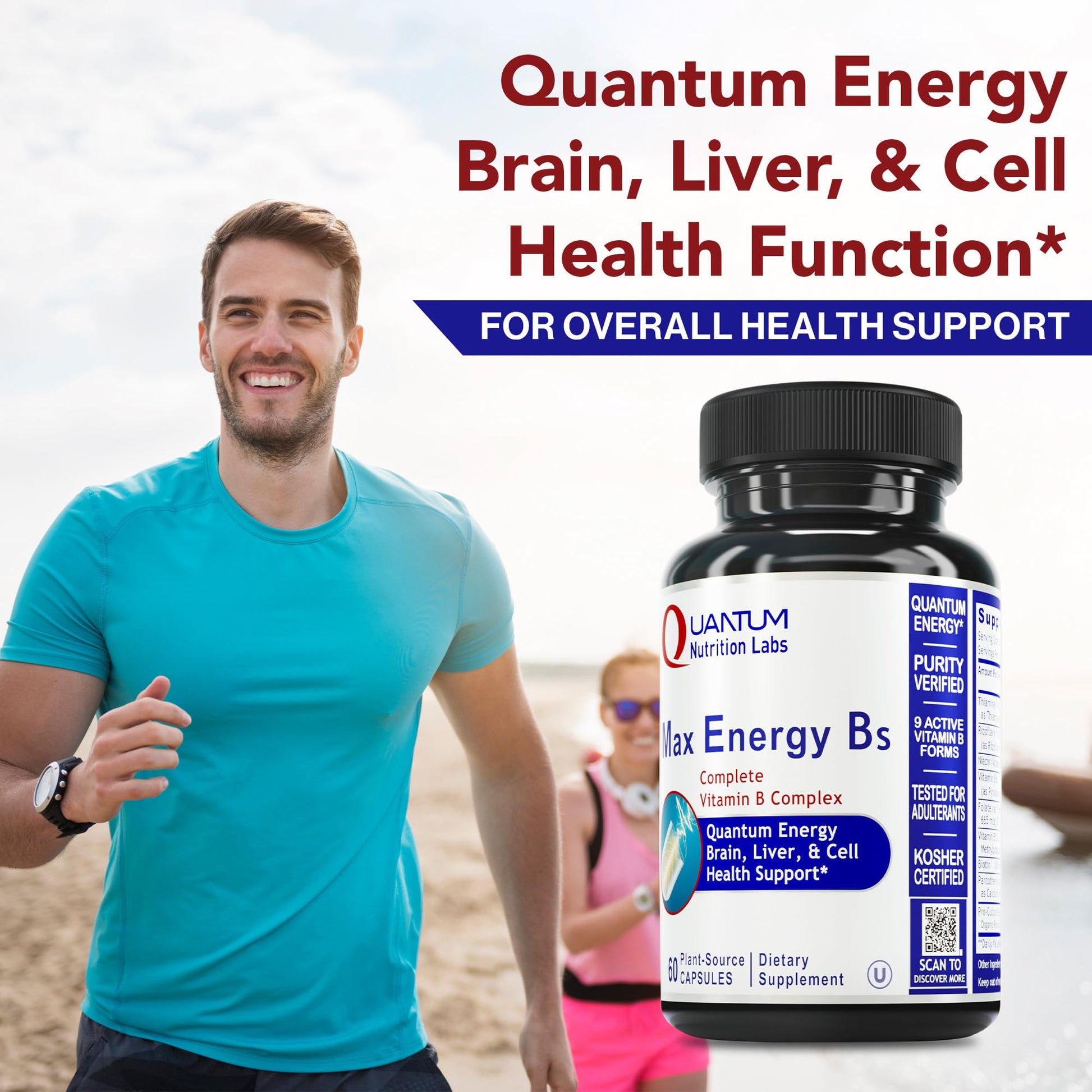 Quantum Nutrition Labs Max Energy Bs - Vitamin B Complex, Methylated B Complex Vitamins with Vitamin B1, B6, B12, Thiamin, Folate and Biotin - PrimeBioHealth - canada supplements