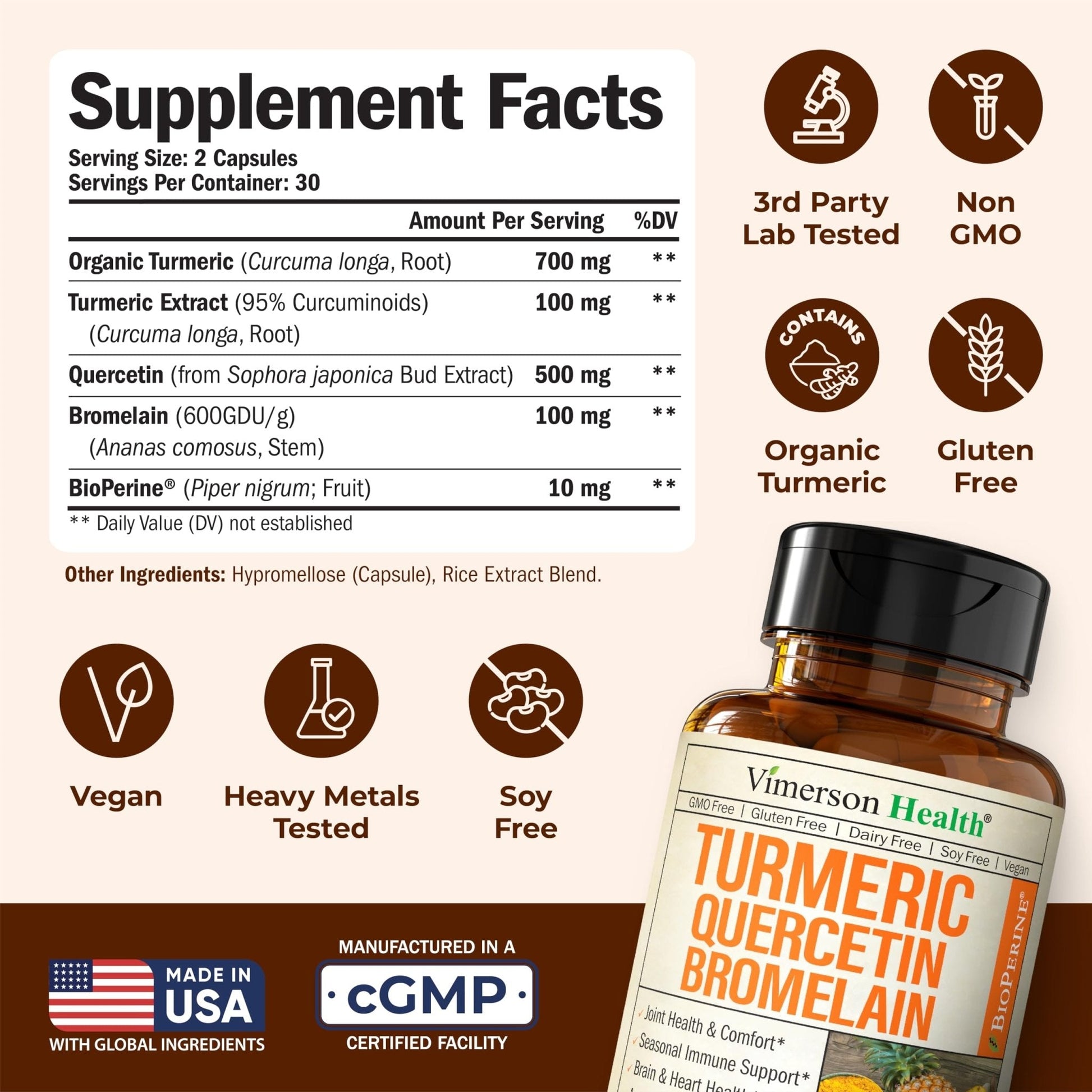 Quercetin with Bromelain Turmeric Curcumin Supplement – Allergy Relief, Immune & Joint Support – Organic Turmeric Supplement w/Bioperine for Enhanced Absorption - PrimeBioHealth - canada supplements