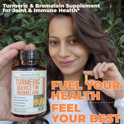 Quercetin with Bromelain Turmeric Curcumin Supplement – Allergy Relief, Immune & Joint Support – Organic Turmeric Supplement w/Bioperine for Enhanced Absorption - PrimeBioHealth - canada supplements