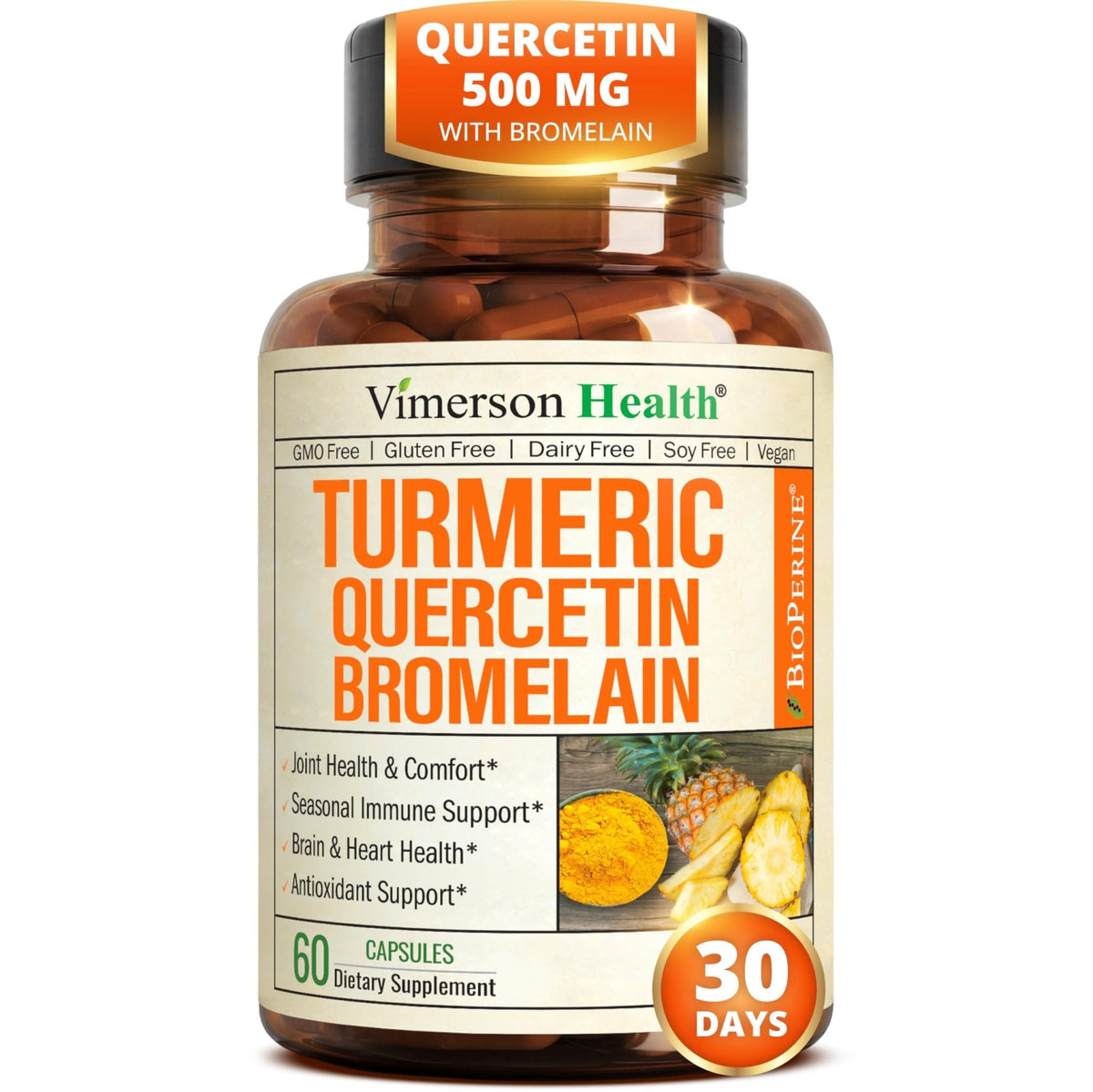 Quercetin with Bromelain Turmeric Curcumin Supplement – Allergy Relief, Immune & Joint Support – Organic Turmeric Supplement w/Bioperine for Enhanced Absorption - PrimeBioHealth - canada supplements