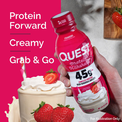 Quest Nutrition Strawberry Protein Shake, 45g Protein, 2g Sugar, 4g Net Carbs, Ready to Drink, Gluten Free, 4 Count - PrimeBioHealth - canada supplements