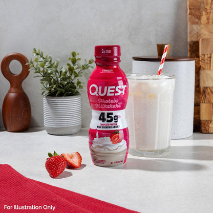 Quest Nutrition Strawberry Protein Shake, 45g Protein, 2g Sugar, 4g Net Carbs, Ready to Drink, Gluten Free, 4 Count - PrimeBioHealth - canada supplements