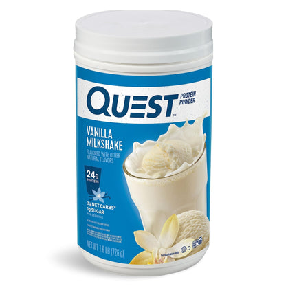 Quest Nutrition Vanilla Milkshake Protein Powder, 24g of Protein, 1g of Sugar, Low Carb, Gluten Free, 1.6 Pound, 23 Servings - PrimeBioHealth - canada supplements