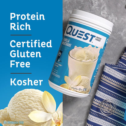 Quest Nutrition Vanilla Milkshake Protein Powder, 24g of Protein, 1g of Sugar, Low Carb, Gluten Free, 1.6 Pound, 23 Servings - PrimeBioHealth - canada supplements