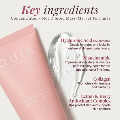 QUIA Collagen Wrapping Mask 75ml - Clinical +92% Firmer Appearance - Overnight Glass Skin Peel Off - Korean Skincare - PrimeBioHealth - canada supplements